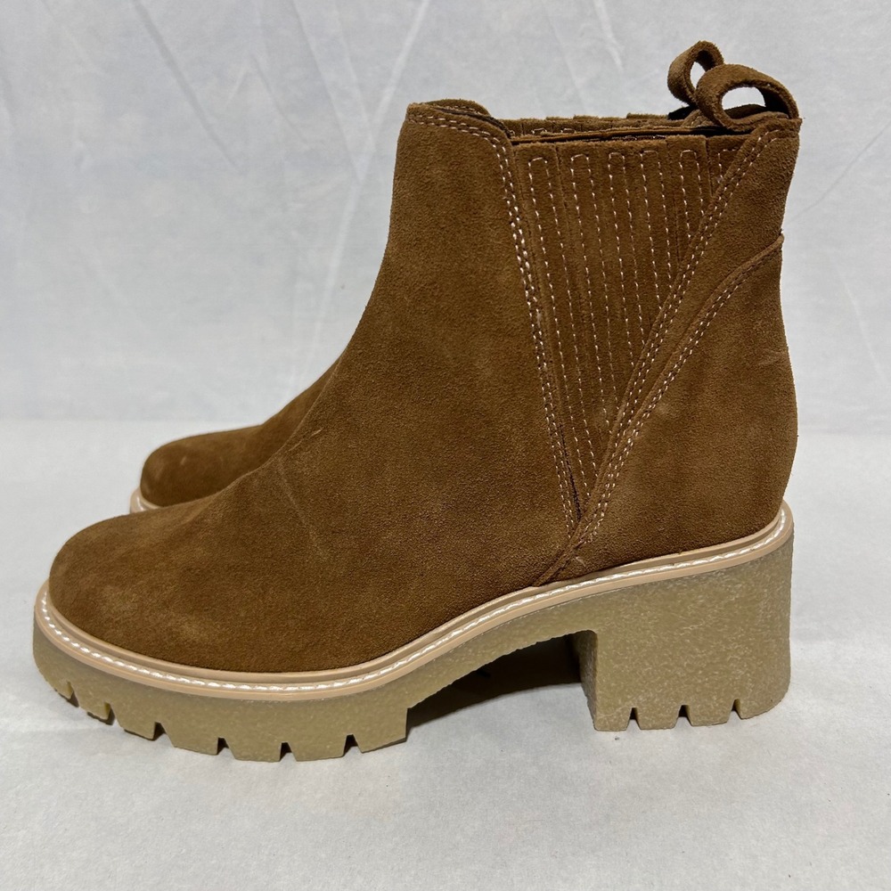 Dolce Vita Chelsea Boots Womens Lug Sole Block Heel Tan Brown Size‎ 8 NEW